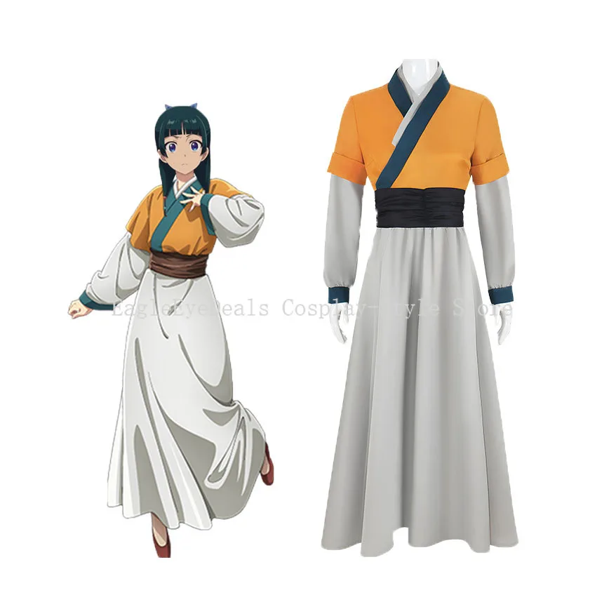 يوميات الصيدلي ماوماو جينشي أزياء تنكرية لحفلات الهالوين كرنفال زي أنيمي مجموعة هانفو تنورة شعر مستعار فستان علوي