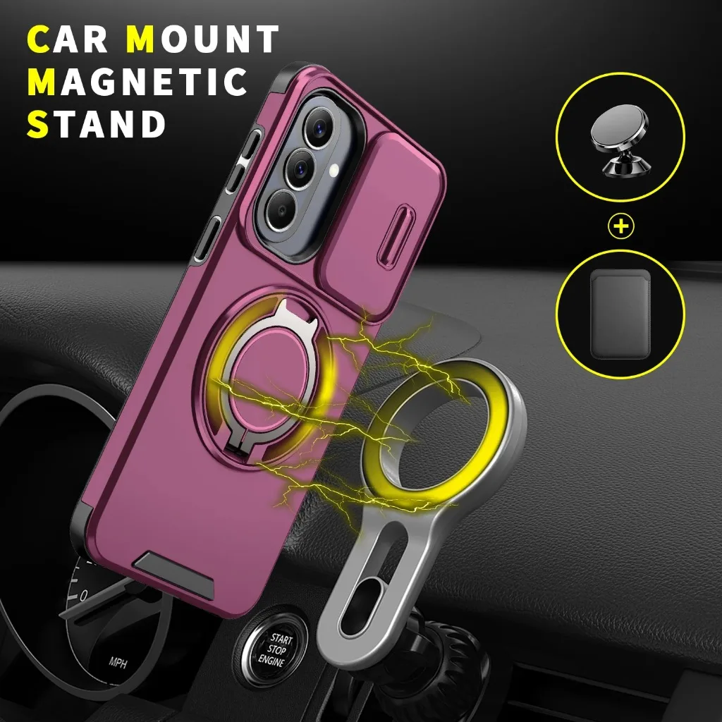 360 Magnetic Ring Holder Armor Phone Case For Samsung Galaxy A57 A37 A27 A17 A07 A56 A36 Sliding Window Camera Protection Cover view 4