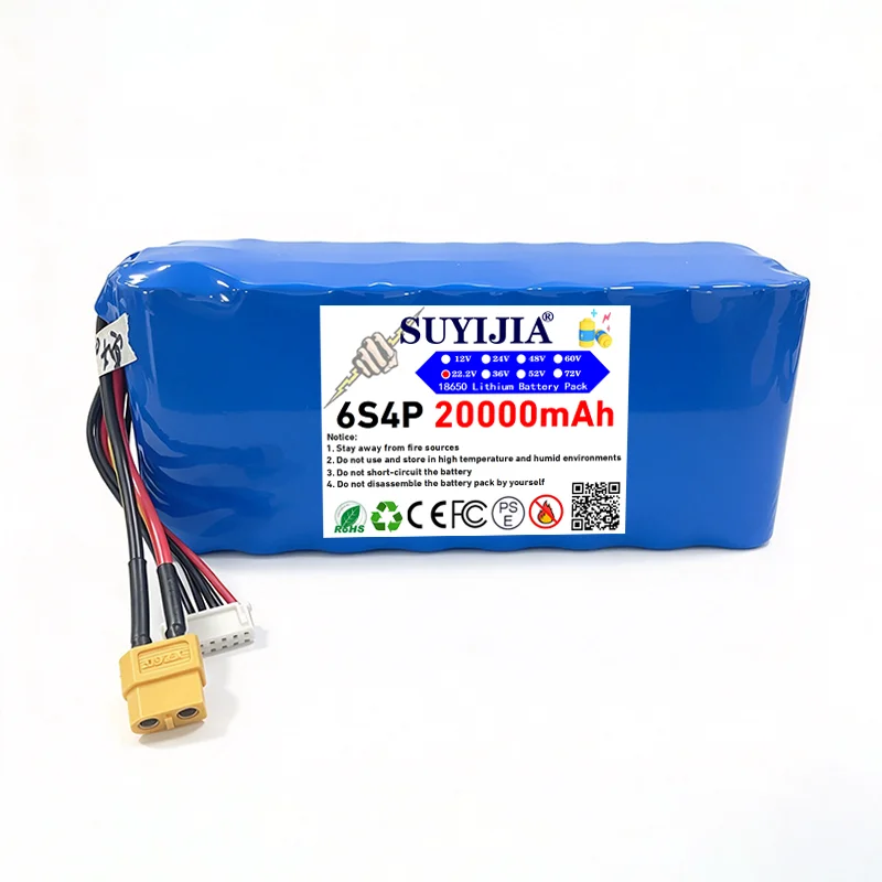 6S4P 6S 22.2v 20000mAh 10c 444Wh High-rate 21700 Drone Model Aircraft Lithium Battery Pack XT60/XT90/XT90-S/T Plug Customizable