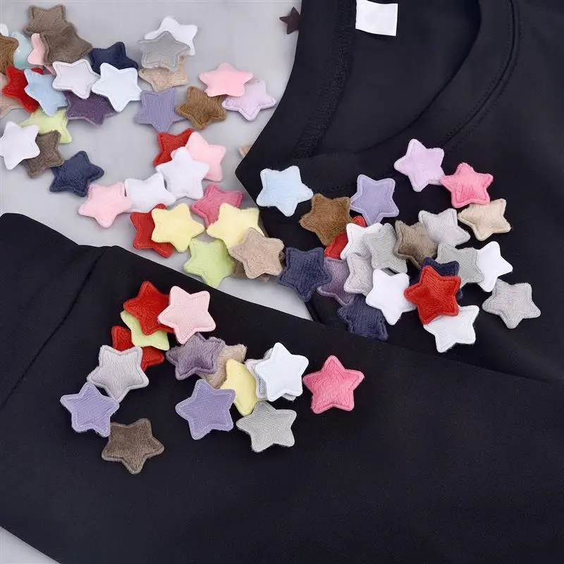 50Pcs 25mm Fur Padded Star Patches Stickers Sew Clothes Jeans Patches DIY Coats Applique Handmade Patchwork Accessories