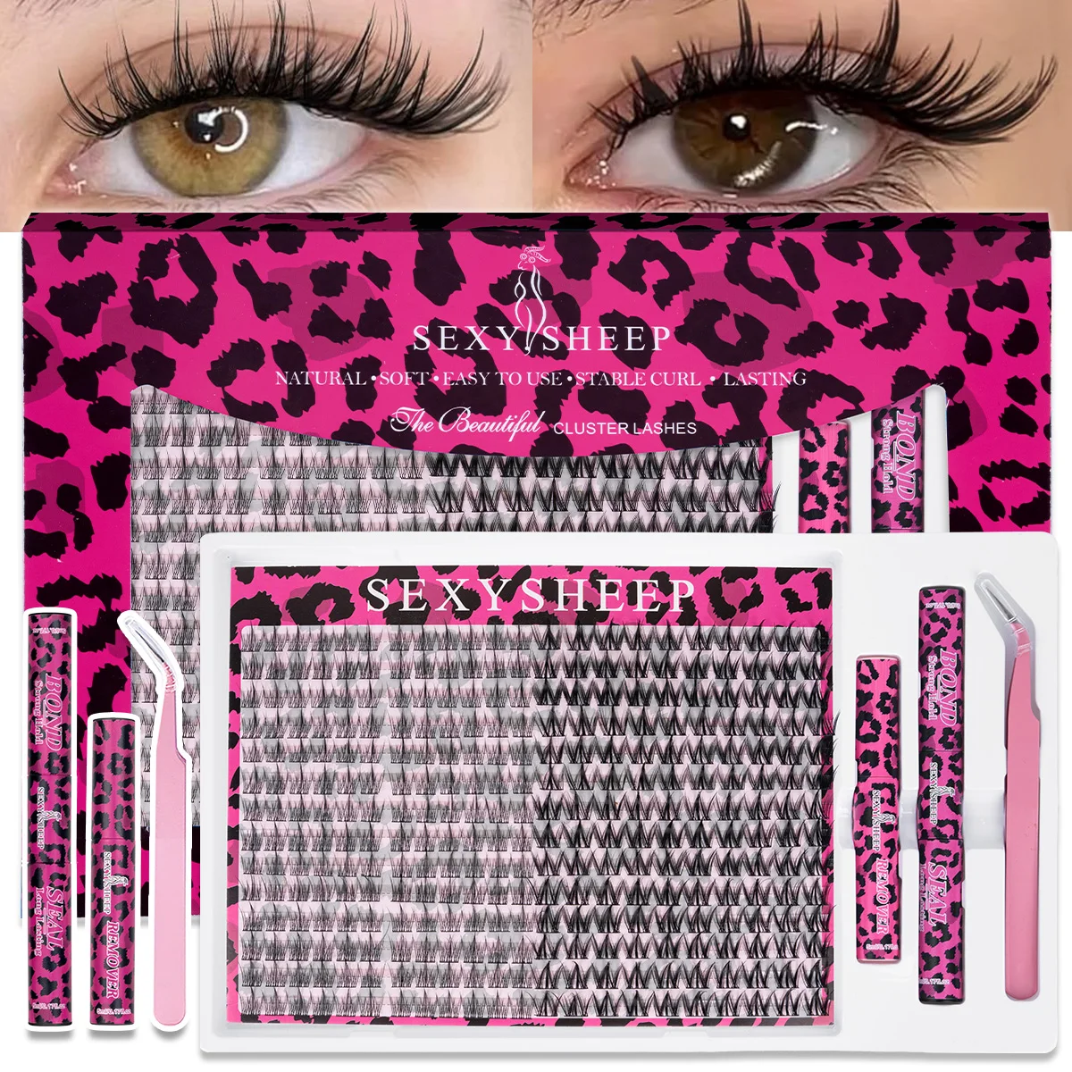 DIY Einzel-Wimpernverlängerungs-Set Dicke, Flauschige Wimpernbüschel D-Curl mit Kleber und Pinzette Halloween-Festival-Geschenk – Detail 12