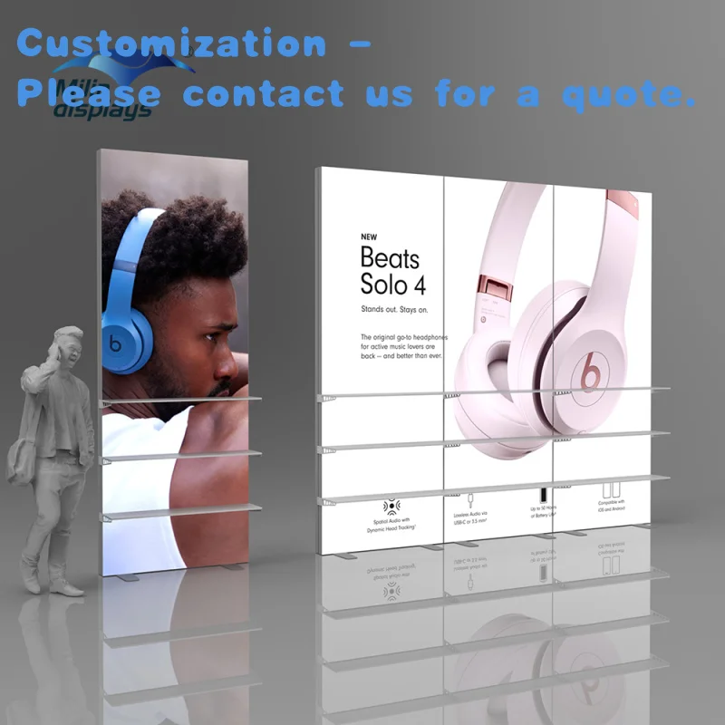 

Custom.Milisplays Tradeshow Rack Trade Show Booth Выставочный световой короб Дисплей Светодиодный лайтбокс Дисплей Стенд с полками