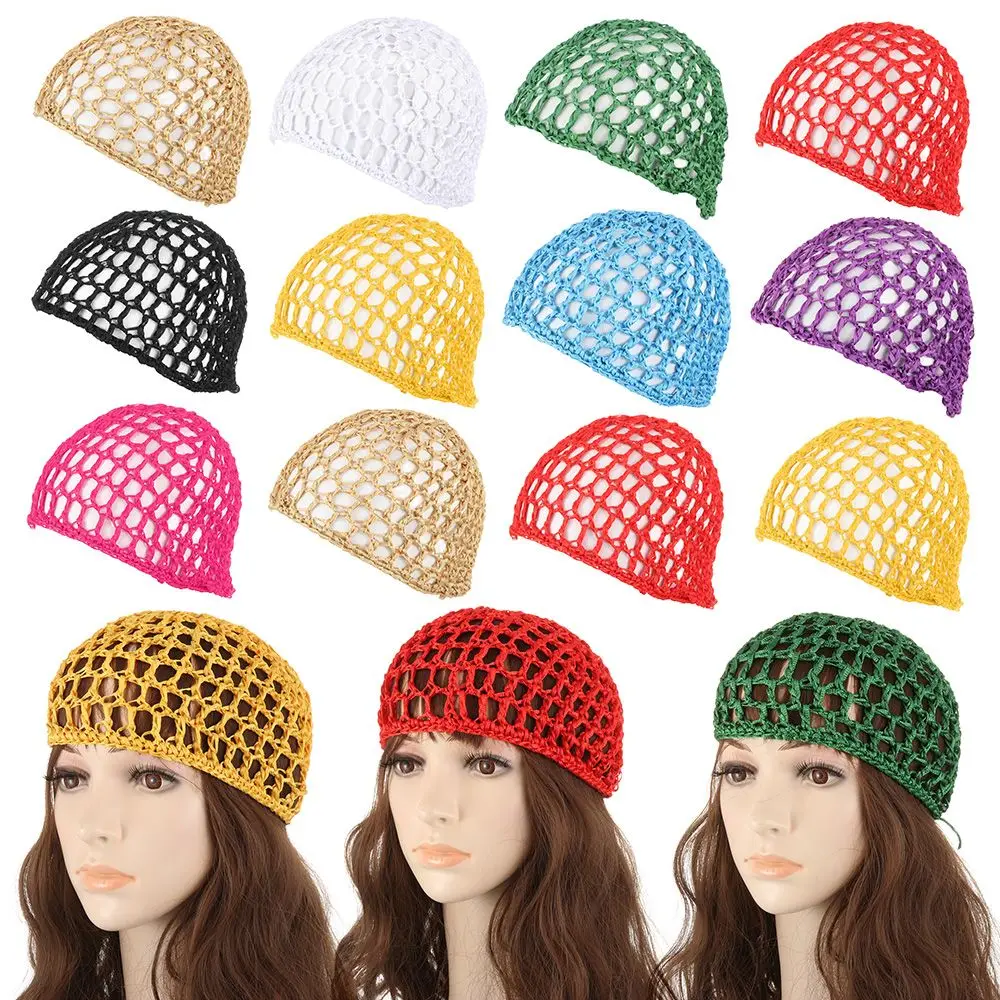 

Многоцветная Мягкая вязаная сетка для волос ручной работы вязаная крючком снуд головной убор для сна турбаны инструмент для укладки аксессуары для волос