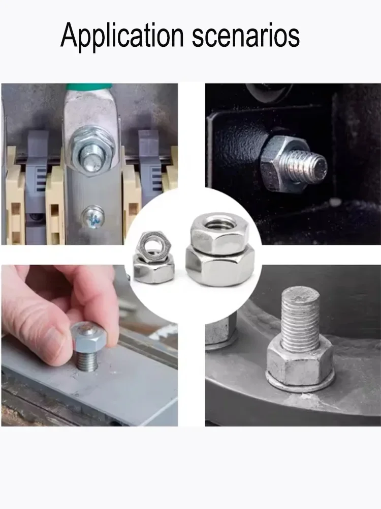 M4 M5 M6 M8 M10 M12 M14 M16 M18 M20 M24 304 Baja Tahan Karat Benang Halus Mur Hex Aksesori Perangkat Keras Mur Pengunci Segi Enam