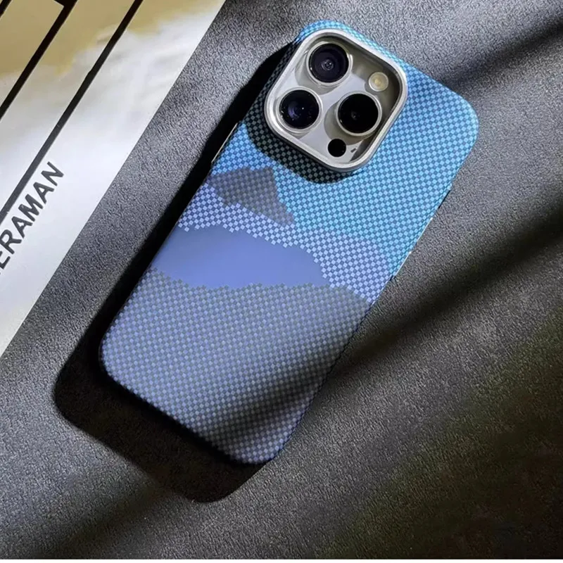 Magnetische Handyhülle mit Kevlar-Carbonfasermuster für iPhone 17 Air 16 15 14 13 12 Pro Max Plus 17Pro 16Pro Magsafe Mag Safe Cover