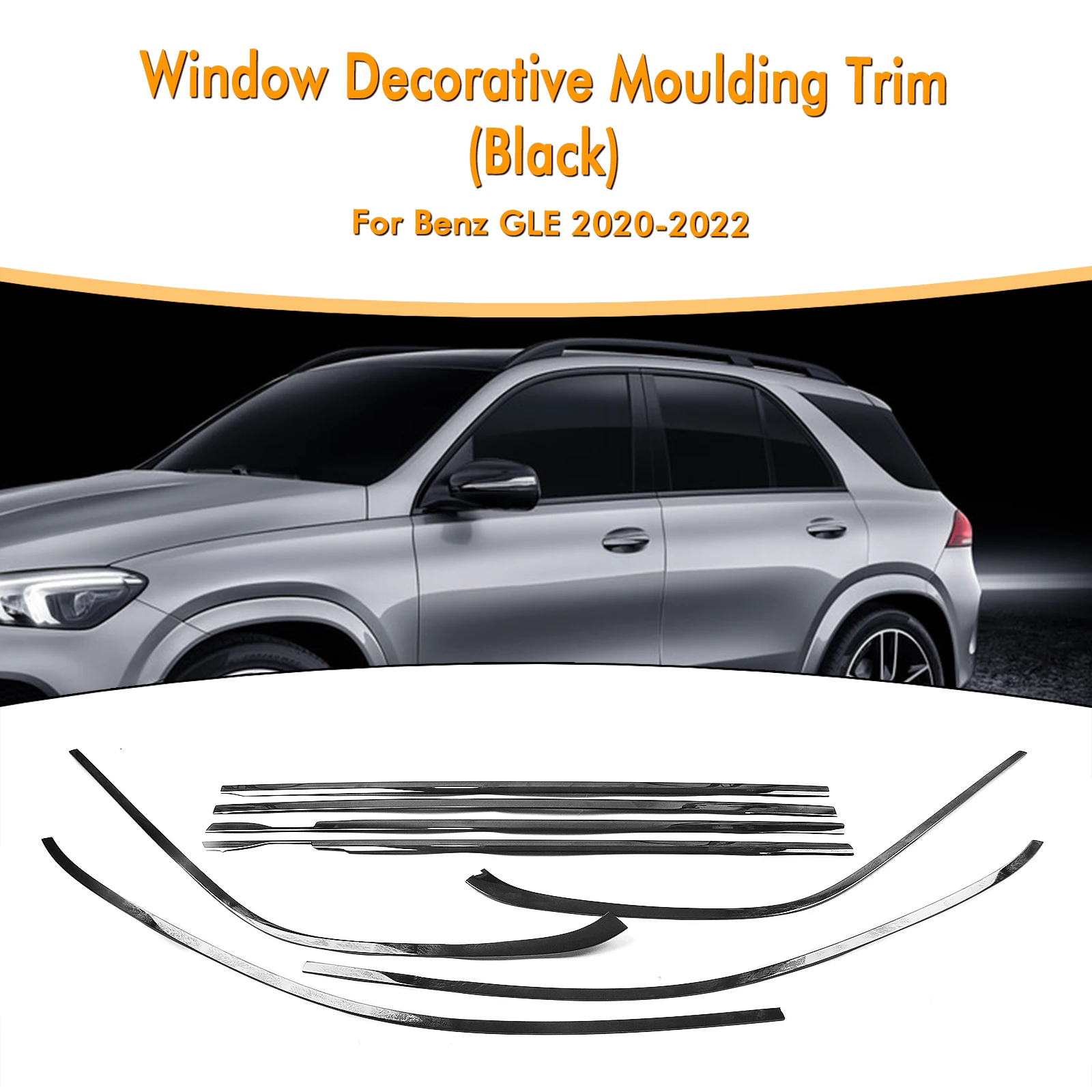 

For Mercedes Benz GLE Class 2020-2022 Exterior Window Trim Strip Glossy Black Door Waterproof Seal Shade Moulding Decorative