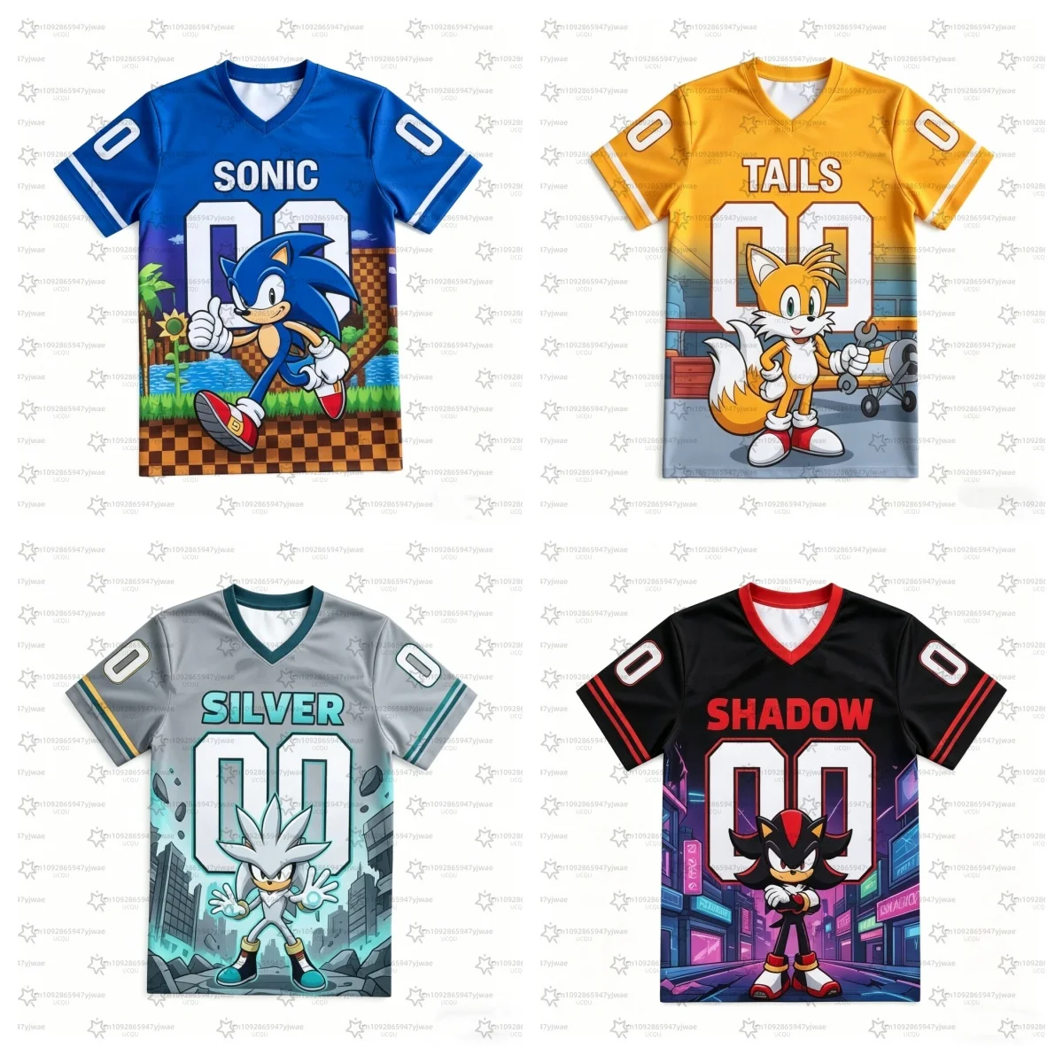26 Summer Cartoon Sonic AMY Football Jerseys For Adult_Kids V-neck Sports T shirts Sonic Cosplay Clothing child-parent T Shirts