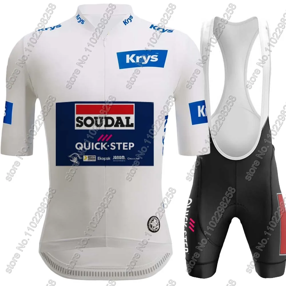 Maillot Soudal Quick Step 2024 Cycling Jersey Set Mens White Short Sleeve Clothing Road Bike Shirt Suit Bicycle Bib Shorts Pants