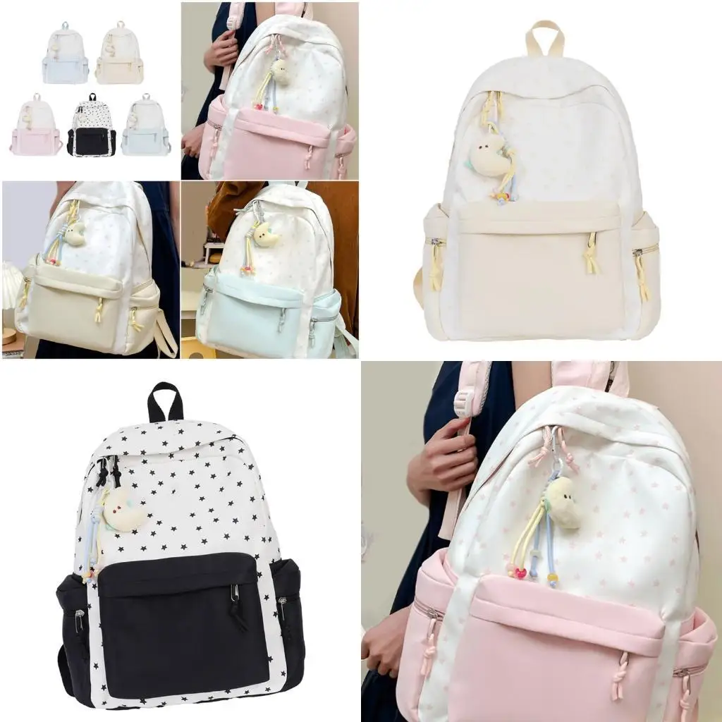 X90D Students School Backpack Star Print Backpack Travel Rucksack Large Capacity Daypacks Girls Travel Backpack