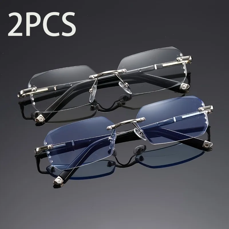 2 paires de lunettes de lecture sans monture +1.00~+3.50, légères pour un usage quotidien et professionnel.