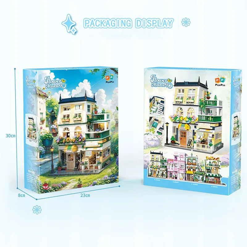 ZHE GAO Mini City Street View Florist Construction Building Blocks Flower Shop With Lights MOC Zestaw zabawek dla dzieci Prezenty