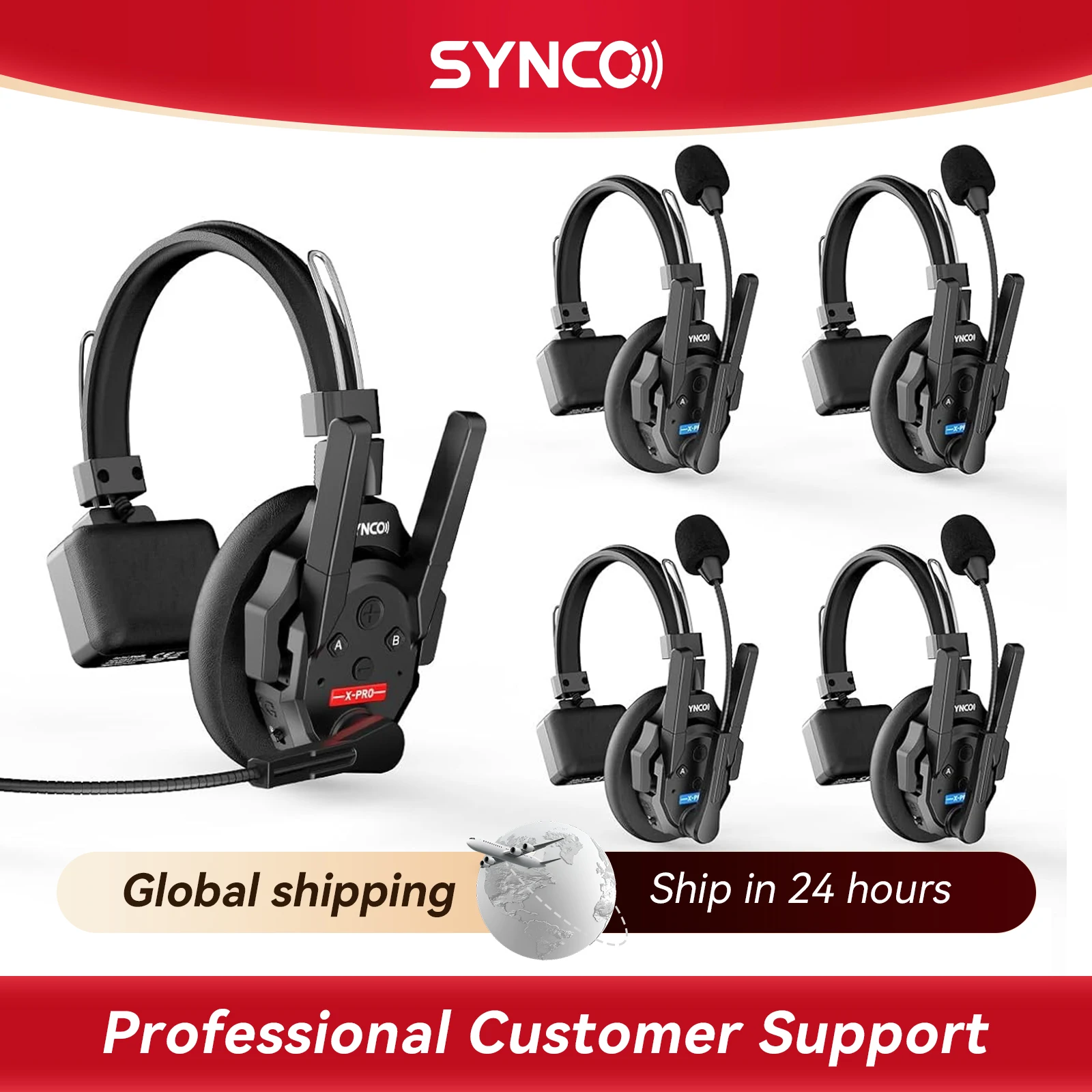 SYNCO XTALK XPRO5 ワイヤレスインターコムヘッドセットシステム、500m