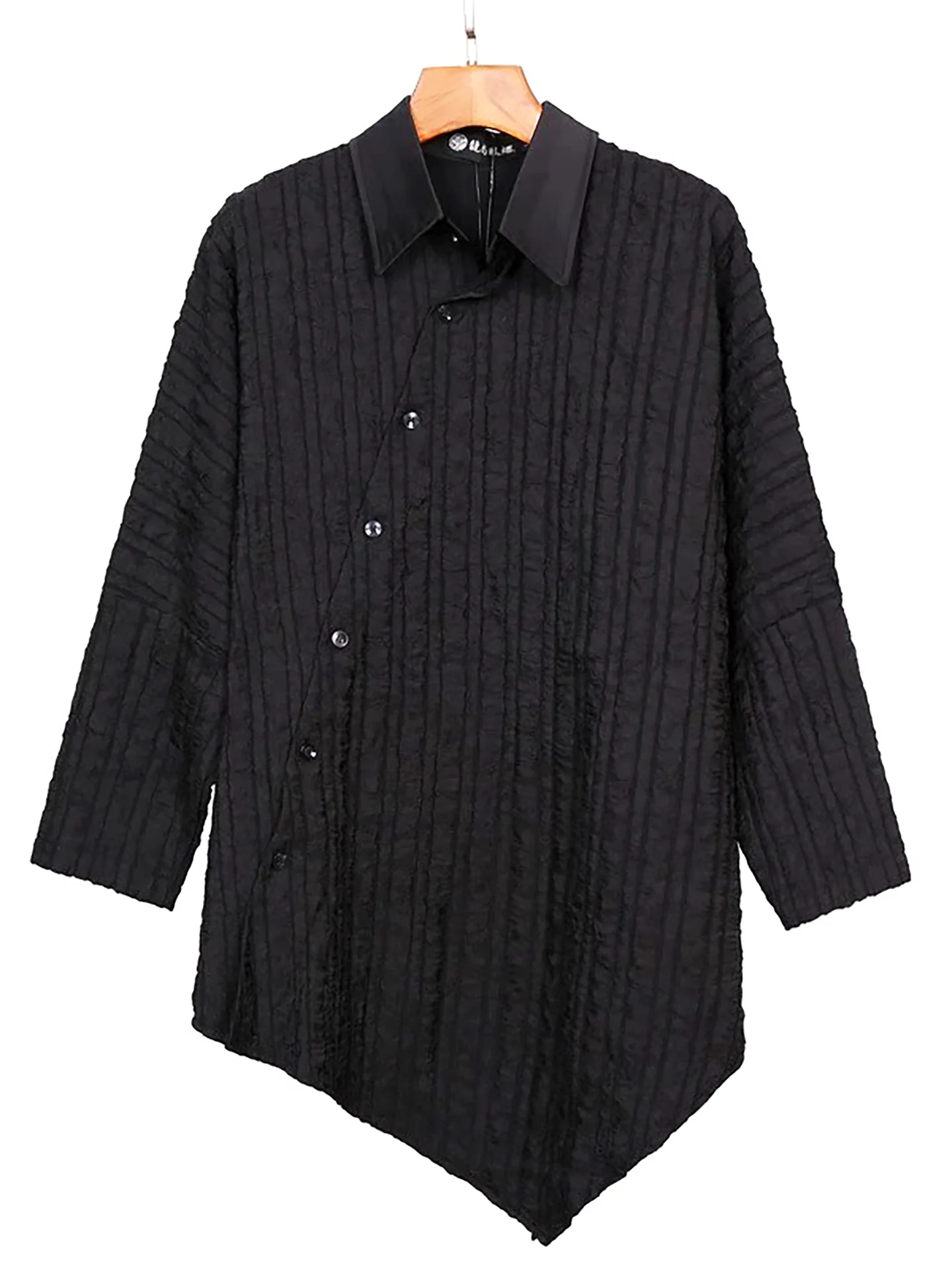 

Модная мужская повседневная рубашка свободного кроя с асимметричным дизайном, универсальная, в различных цветах, стильная, городская, с длинным рукавом, средней длины