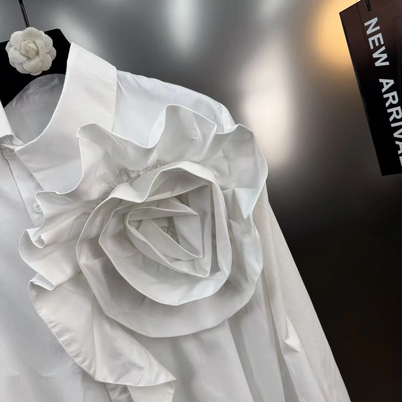 Chemise à rayures à grandes fleurs tridimensionnelles, haut élégant à volants à manches longues, Blusas florales 3D pour femmes, automne rétro