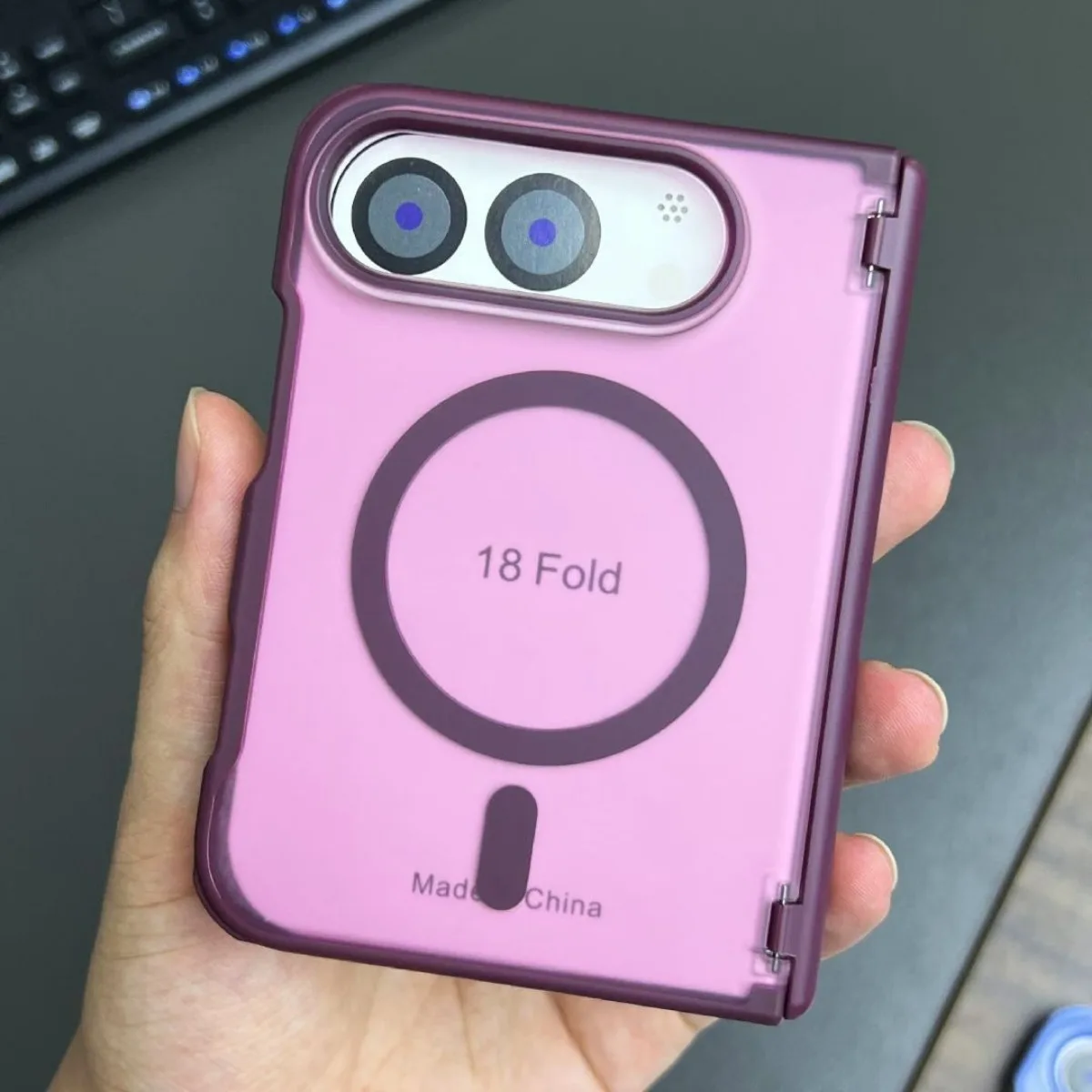 Translucent Matte Magnetic Wireless Charging Case IPhone Duo 18 Fold Hinge Protection Shockproof PC Hard Phone Cover Shell