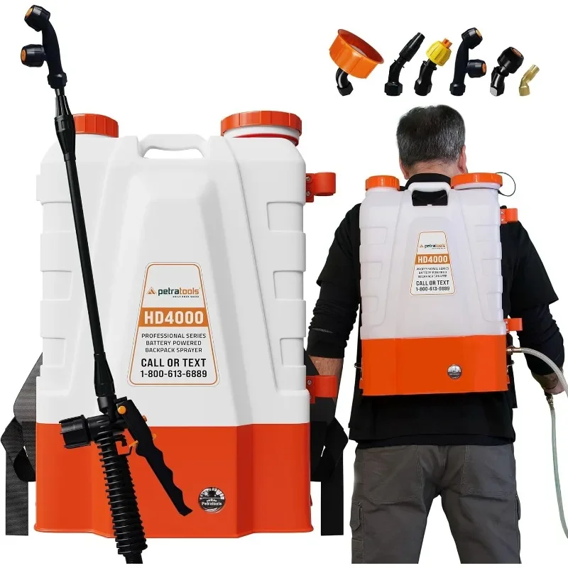 أدوات بخاخ حقيبة الظهر الذي يعمل بالبطارية سعة 4 جالون (HD4000) - رش ممتد بطاريات طويلة العمر (متضمنة)