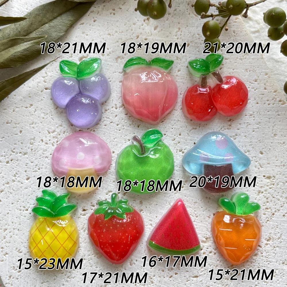 Accesorios de resina de fruta transparente, abalorios para funda de teléfono DIY, accesorios para el cabello, materiales decorativos, 5 uds.