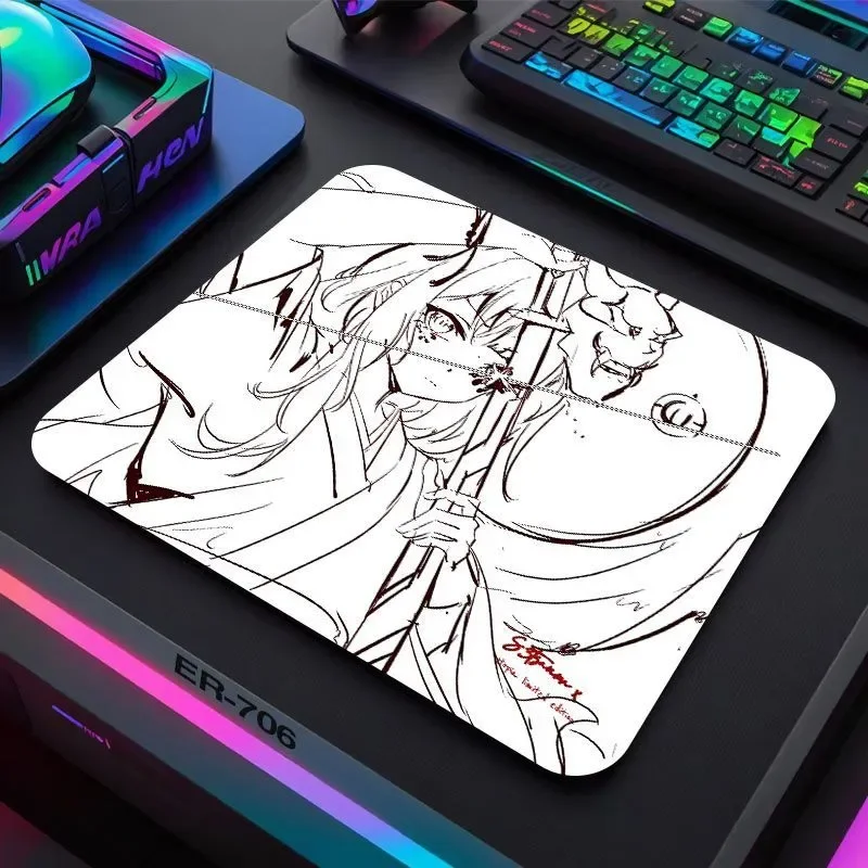 Japanese Anime Girl Sword GlassGamingMousePadSmoothFrostedSurfaceDeskMatTemperedUpgradeFPSOfficeMousepadEsports
