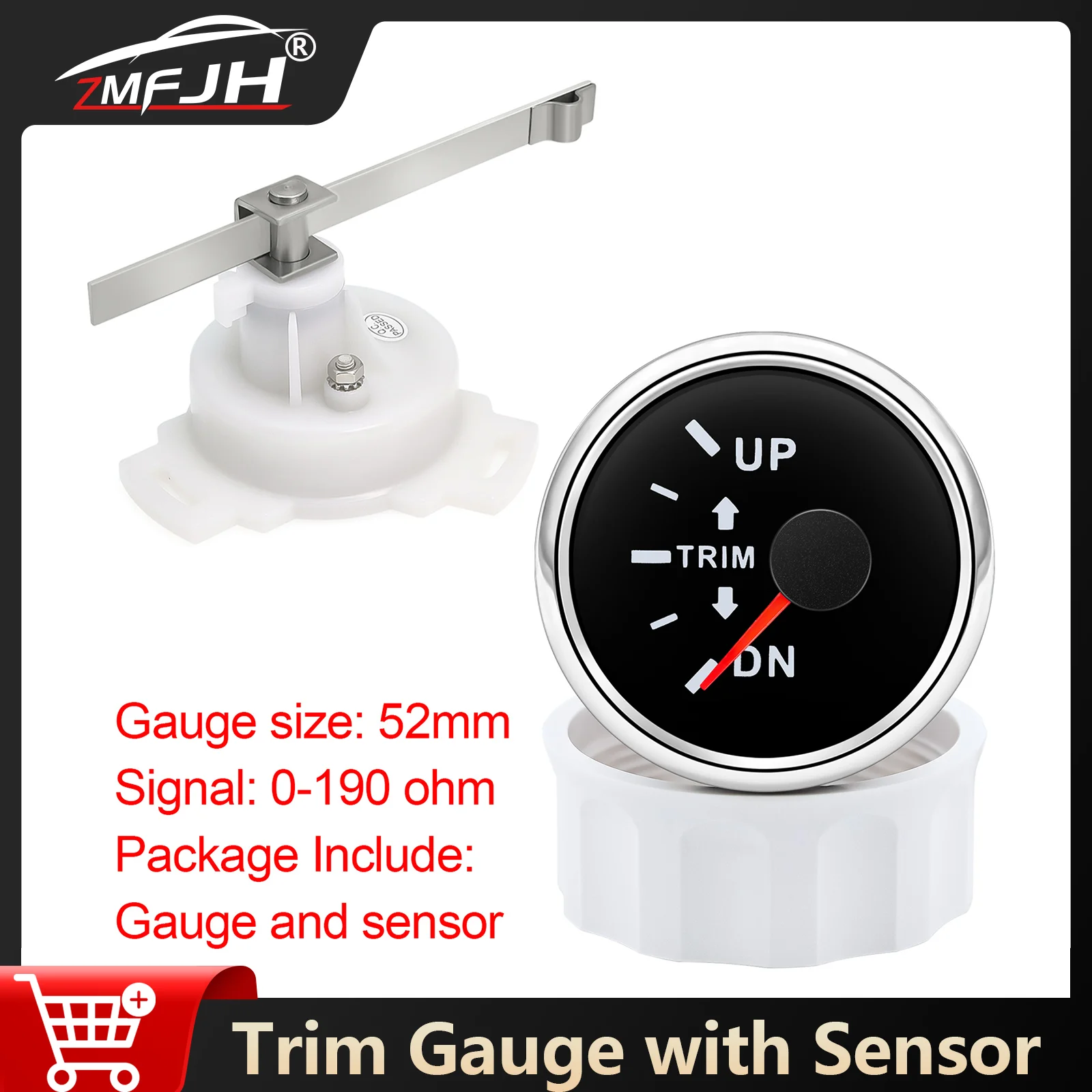 

52mm Trim Gauge 0-190 ohm Trim Meter Sensor Up-Down Gauge 7 Color Backlight Trim Indicator For Marine Boat Accessories