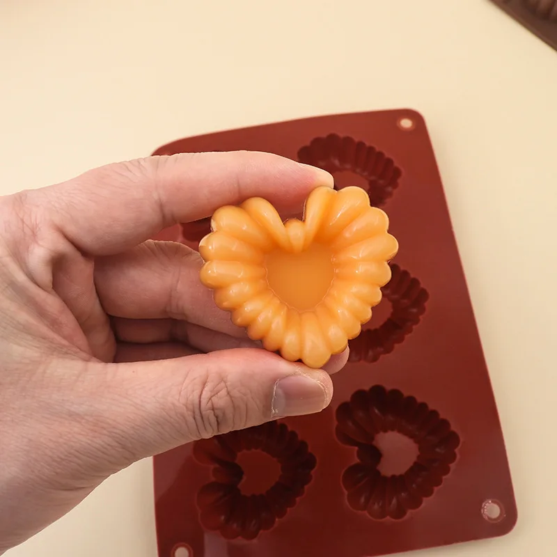 Heart-shaped Silicone Chocolate Molds DIY Baking Mold 6 Hole Ice Grid Molds Mousse Soft Candy Kitchen Tools