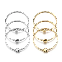1pc/lot 66mm High Quality KC Gold Color Square/Round/Heart Charm Bracelet Bangles For Women Fit DIY Making Jewelry Gifts