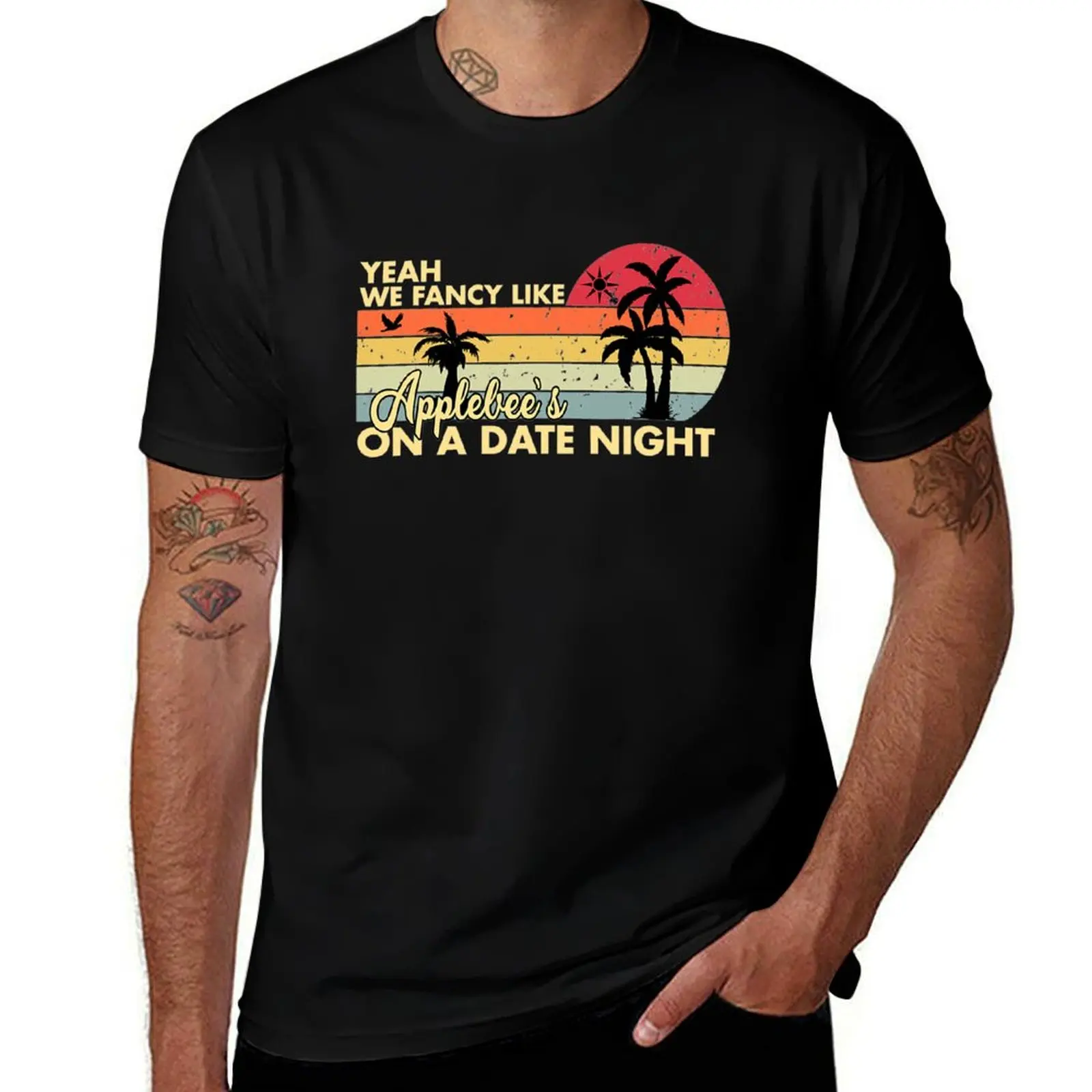 

Yeah We Fancy Like Applebees On A Date Night Country Music T-Shirt Short sleeve tee graphic shirts plus size men clothing