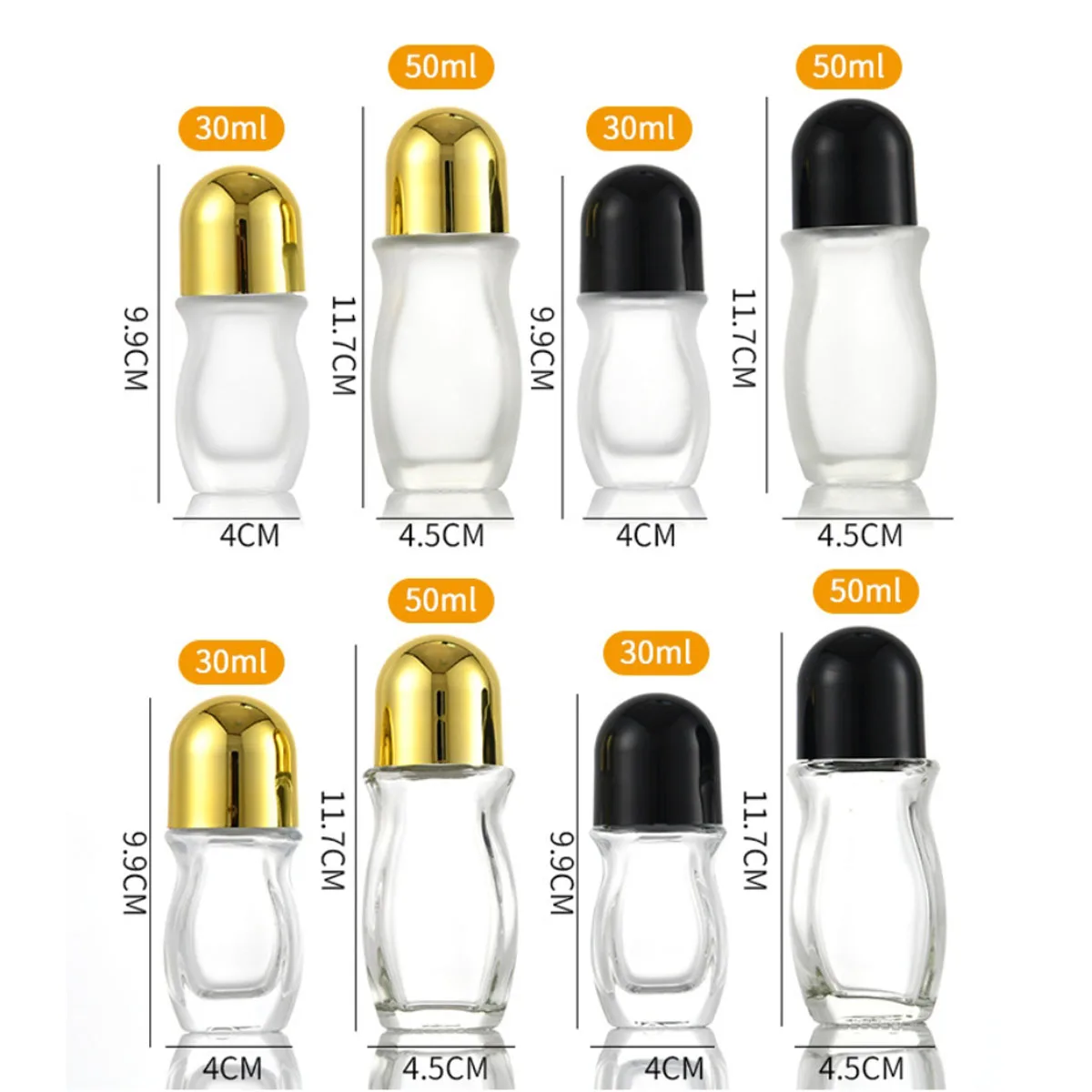 Glass Roller Bottles 30ml/1oz 50ml Extra Large Roll On Perfume Oil Bottle Underarm Flat Bottle