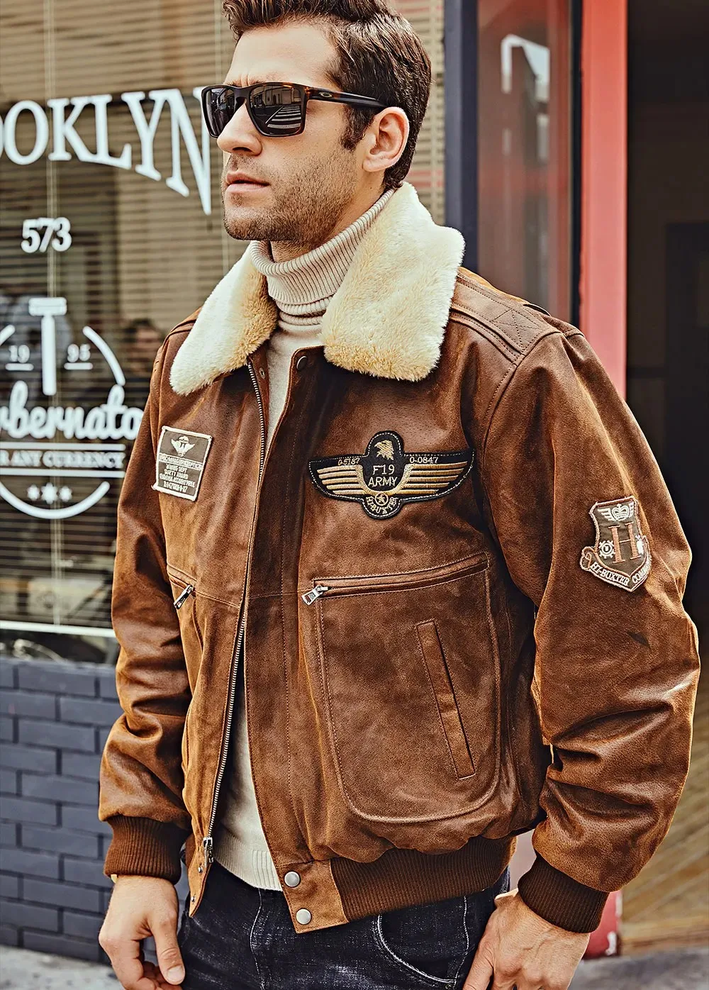 Sailwind Veste Cuir Homme Bomber Moto – Col Revers, Boutons Pression, Style Vintage Robuste