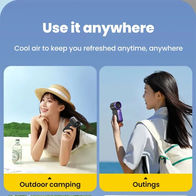 Lenovo Mini Handheld Fan 5 Adjustable Speed Type-C Recharge Digital Display Outdoor Cooler For Travel Office Summer Daily Use