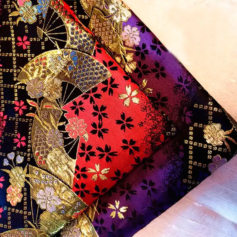 Sakura fan Japanese wind Nishijin-ori gold placket fabric brocade fabric tablecloth gold wire pen bag belt gold wire