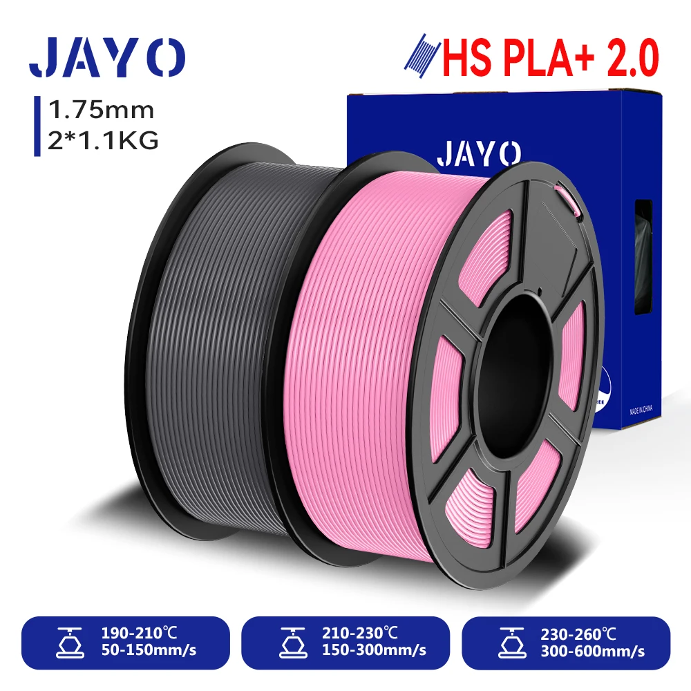 JAYO 3D-printer PLA/PETG/PLA+ /PLA META /ZIJDE/ASB/TPU-filament 1,75 mm 2 rol 1,1 kg/0,65 kg 3D-printerfilament voor 3D-printer