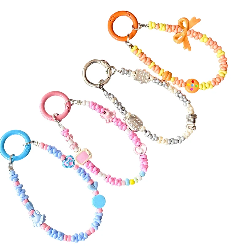 Telefon Anti-Lost Lanyard Schlüssel kurze Handgelenk Anhänger bunte Perle Anhänger Frauen Hand kette Telefon Lanyard