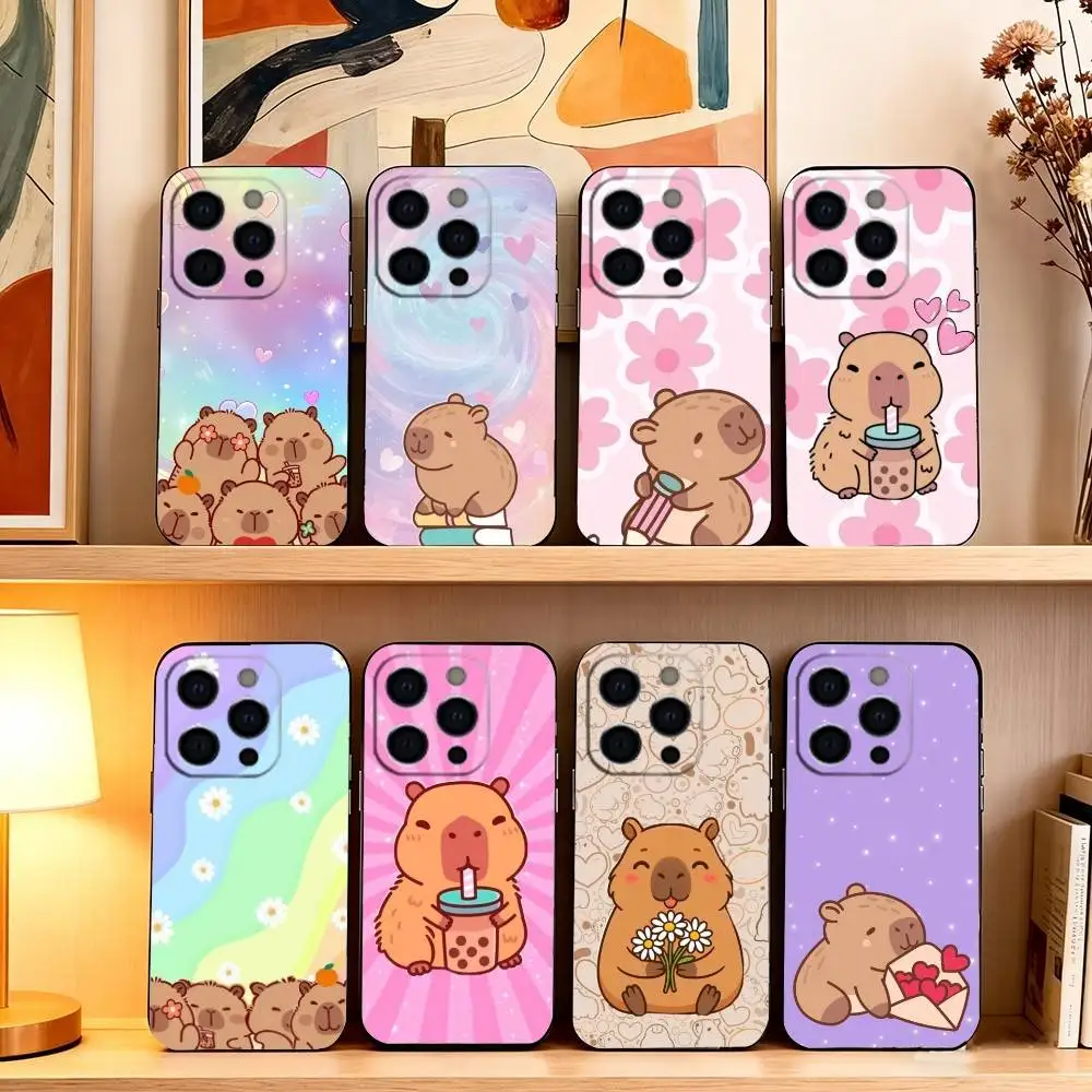 

Lovely C-Capybara Phone Case For iPhone 17, 16,15,14,13,12,11 Plus,Pro Max, Others Soft Black Cover
