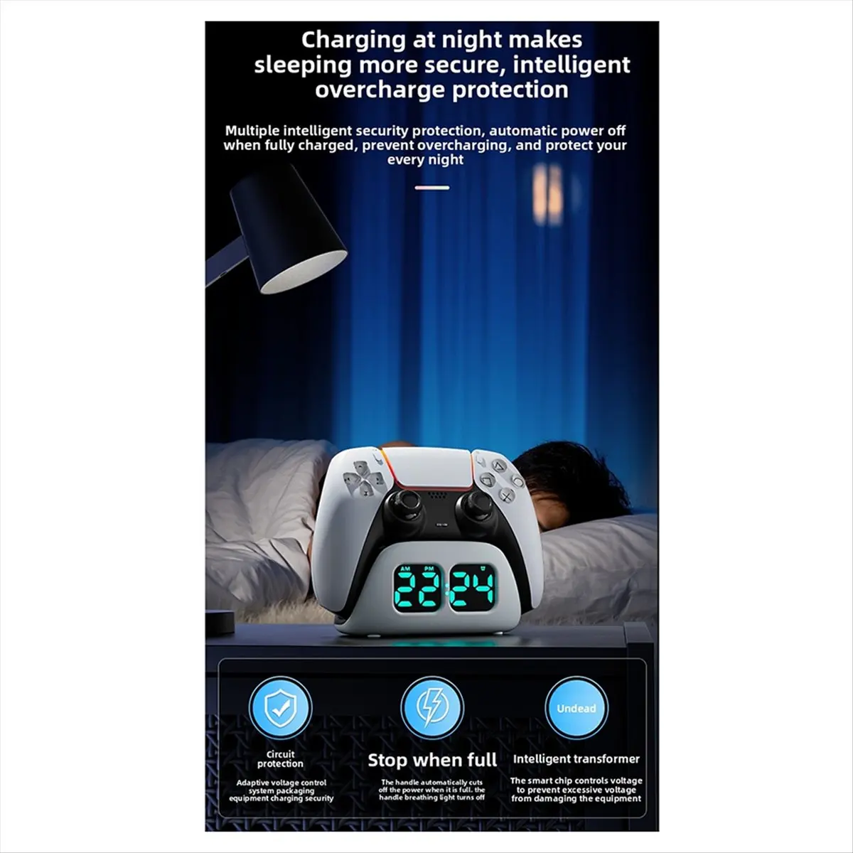 ps5-コントローラー用トップベース充電時計ワイヤレス高速充電デスクトップストレージプレイステーションエッジエリートゲームアクセサリー用