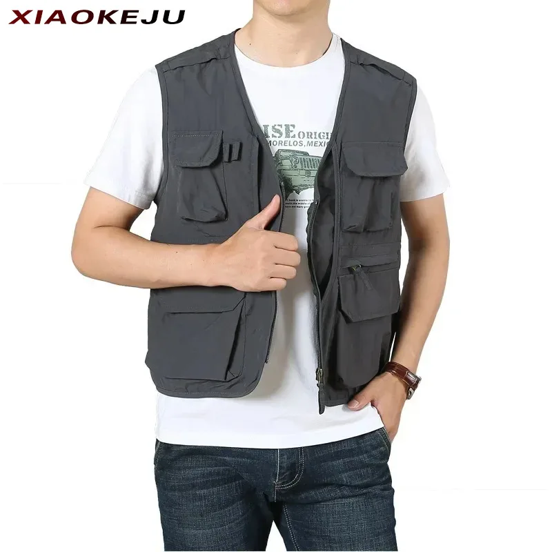 

Waterproof Windbreaker Motorcyclist MAN Professional VEST Tactical Fishing Hunting Vests Clothing Work Men's Summer Multi-pocket