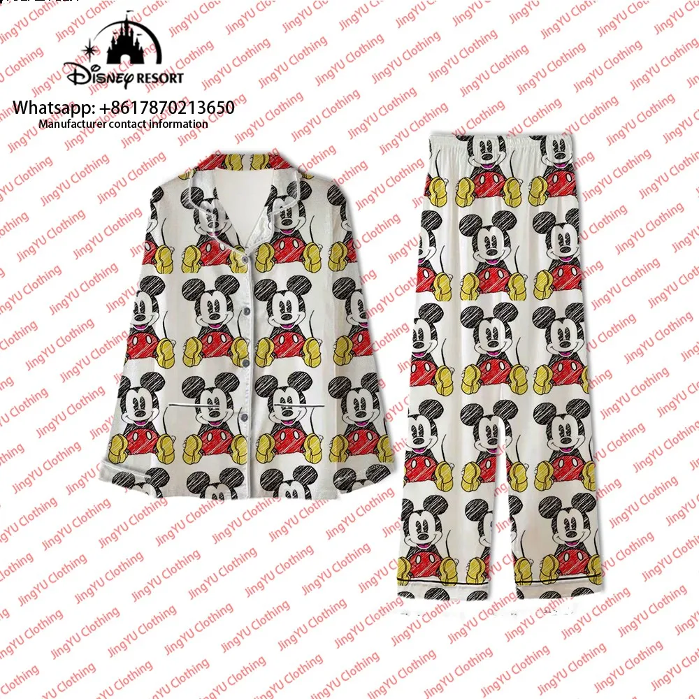 Casual Tweedelige Mickey En Minnie 2023 Nieuwe Herfst Cartoon-Print Broek Met Lange Mouwen Damespyjama 'S Voor Thuis