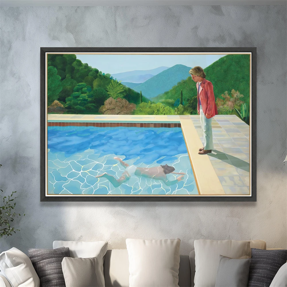 David Hockney Inspired Swimming Pool Canvas Painting Modern Contemporary Landscape Painting Prints Home Decor Poster