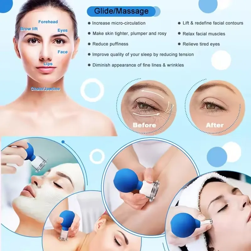 Face Massager Vacuum Cupping Face Skin Lifting Facial Cups Anti Cellulite Cup Anti-Wrinkle Cupping Therapy Facial Tool