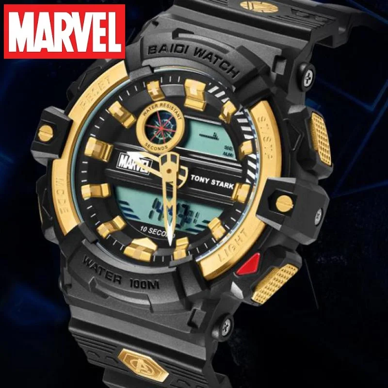 

Marvel For Mens Watch Avengers Iron Man Sport Dual Display Digital Quartz Wristwatch Chronograph Crystal Captain Venom New Clock