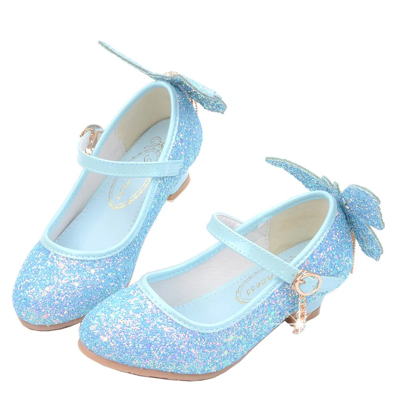 Chaussures de danse en cuir pour enfants, franges, nœud papillon, chaussures de princesse pour filles, paillettes décontractées, talon haut pour enfants, étudiant, mode, nouveau