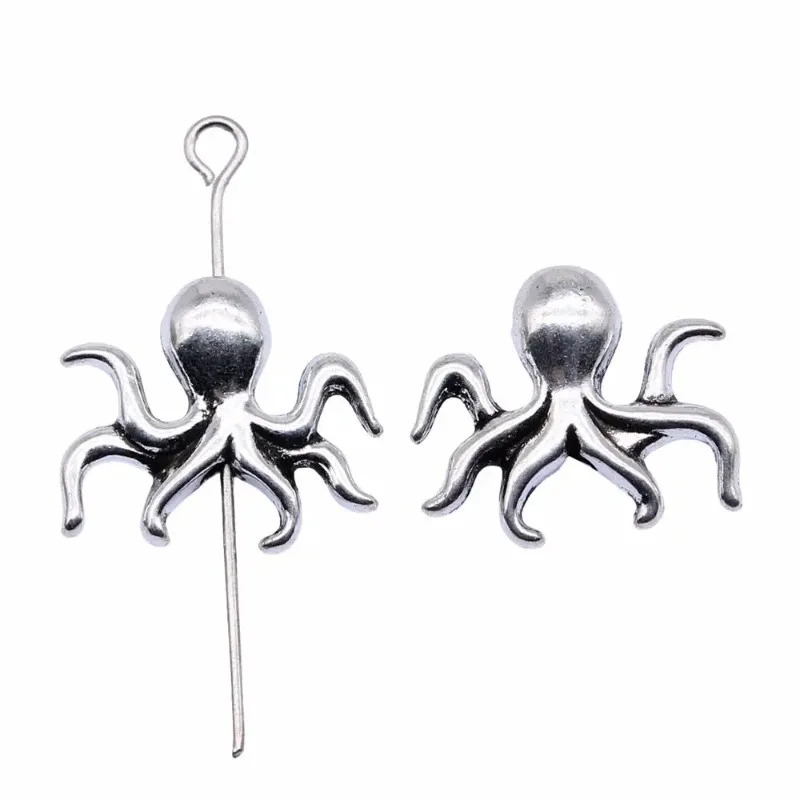 160 Stück antiksilberfarbene Oktopus-Abstandshalter, 16 x 14 mm, für DIY-Armbänder, Ohrringe, Schmuckherstellung, Großhandel – Detail 3