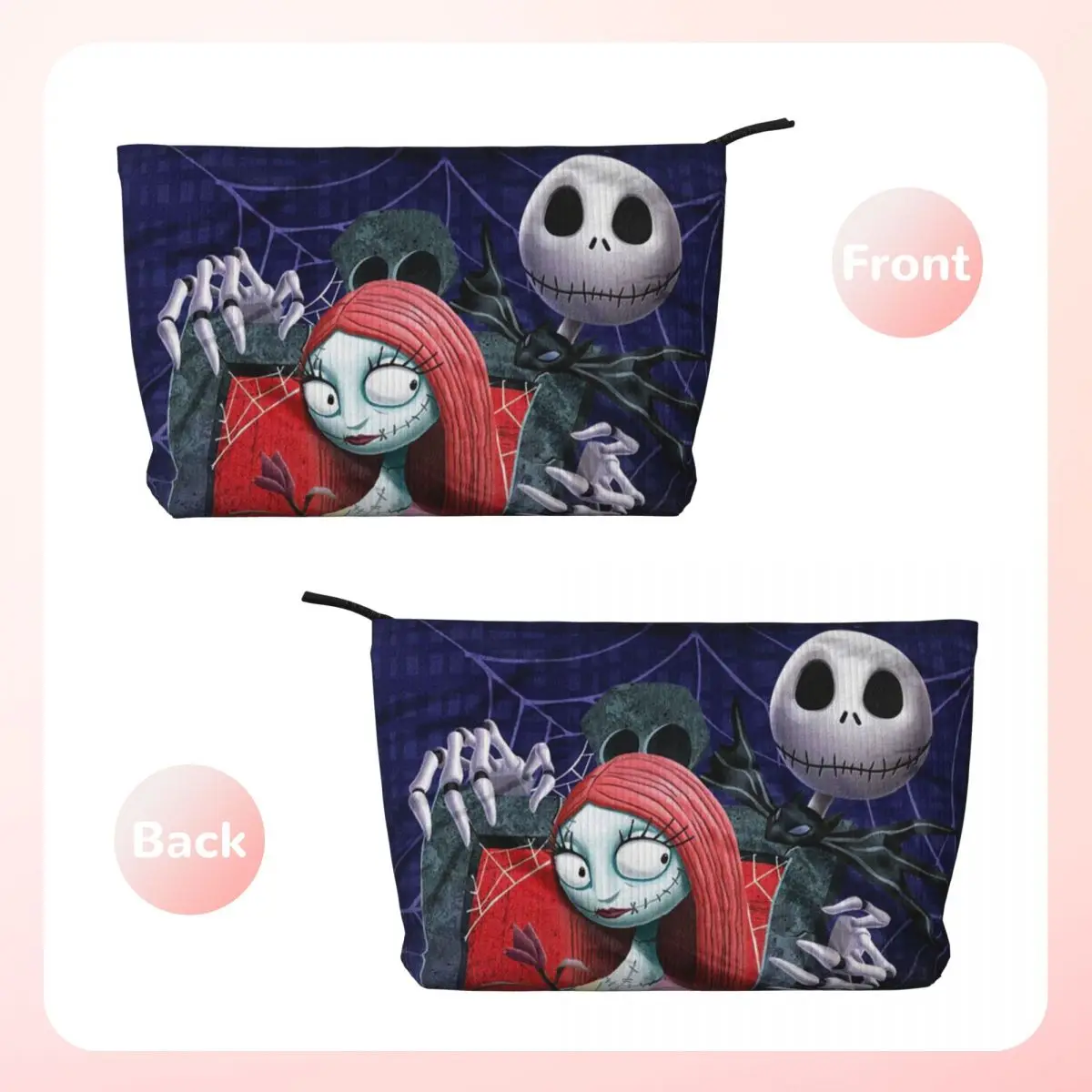 Custom Nightmare Before Christmas Travel Toiletry Bag Women Corduroy Halloween Jack Sally Makeup Cosmetic Bag Storage Dopp Kit