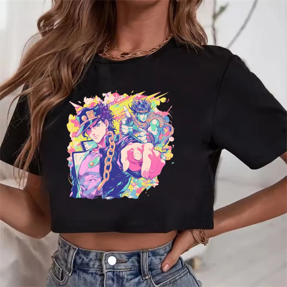 Jojo's Bizarre Adventure cropped top teen emo harajuku manga dollette shirt dollette gothic streetwear 2000s anime