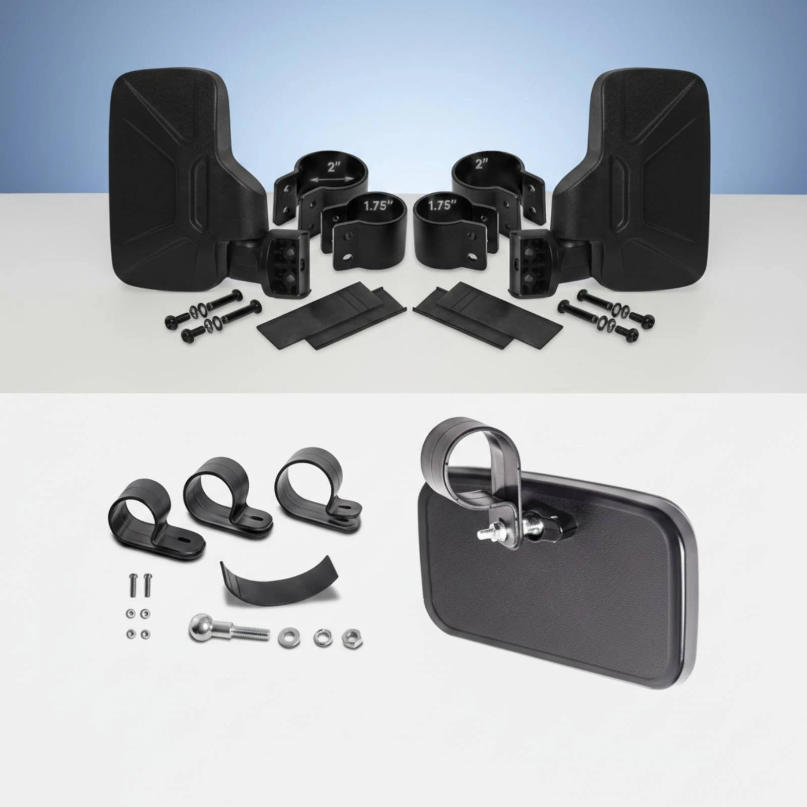 

3 Pieces Rear View Mirror Combo Kit Adjustable UTV Side Mirror Kit ATV Rearview Mirrors Wide Viewing Angle Vehicle Accessory