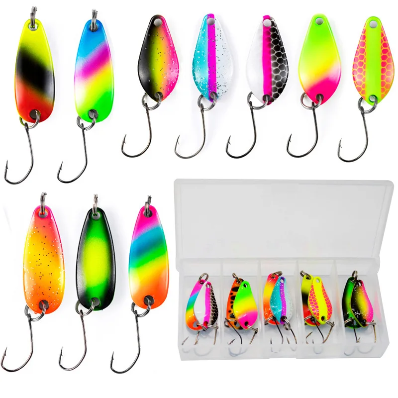 JYJ 2g 3g fishing kit jig spoon lure bait,hard metal spinner wobbler spoon trout bass area fishing gear lure spoon bait