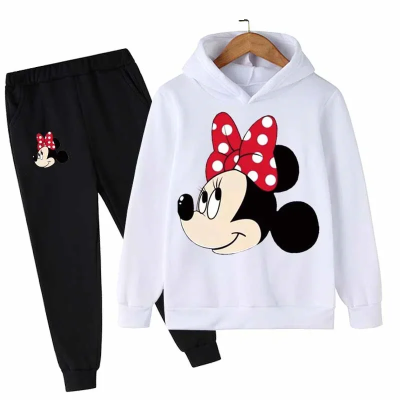 New Mickey Minnie Mouse Suit Long Sleeve Cartoon Hoodies Long Pants 2pcs Set Children and Adults Sports Clothing Casual Outfits