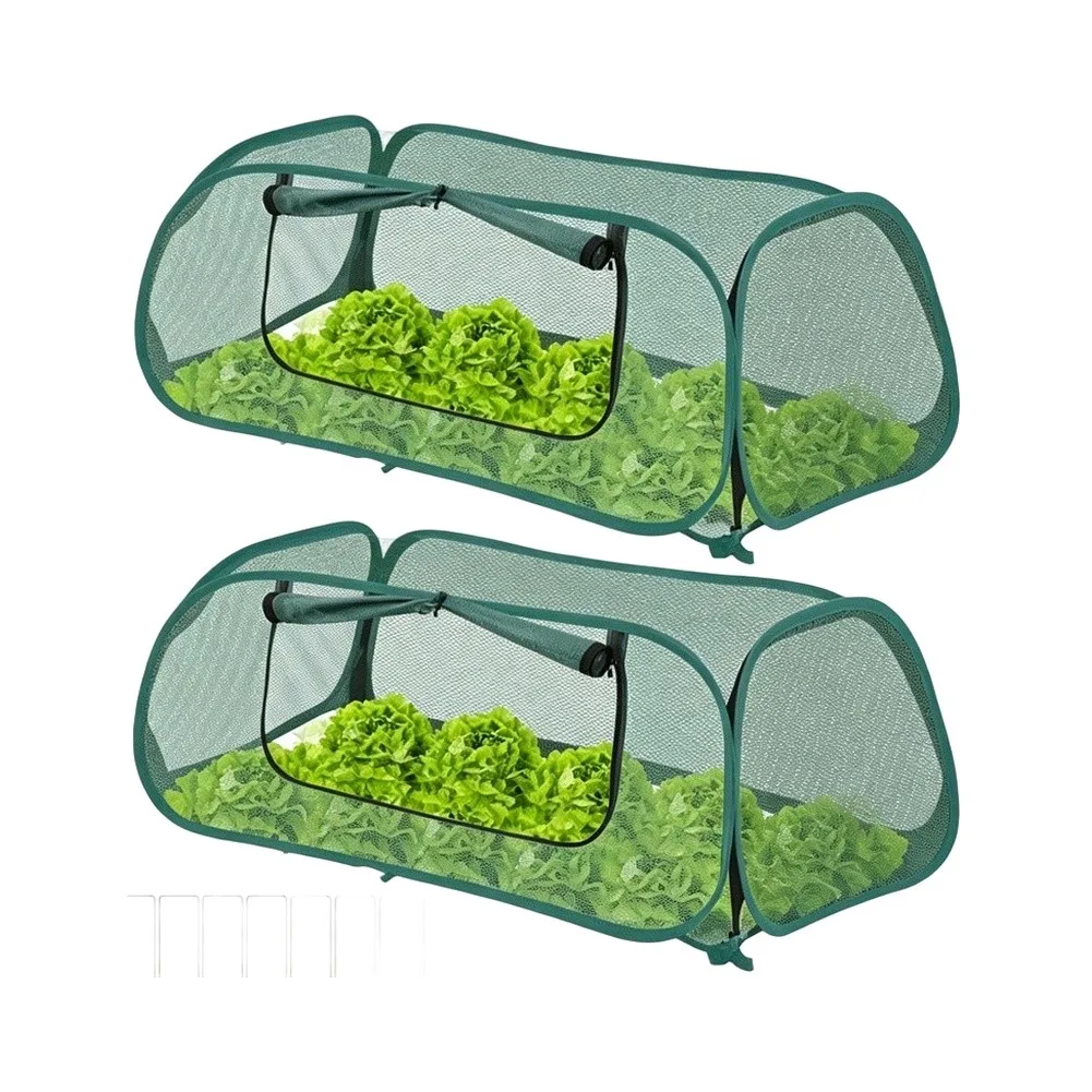 Raised Bed Greenhouse Cover With Tear Resistant PE And Reinforced Mesh For Garden Vegetables Flowers With Storage Strap