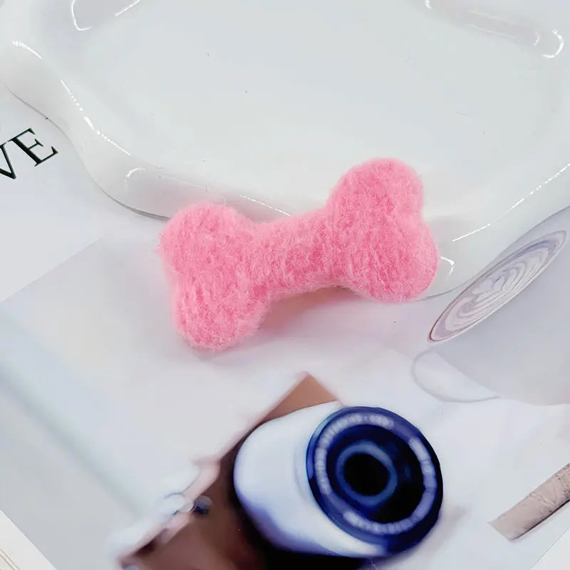 40 Stück, 7 cm, niedliche, beidseitig mit Plüsch gefütterte Hundeknochen-Applikationen zum Aufnähen, ideal für DIY-Broschen, Haarspangen, Accessoires, Puppenkleidung und als dekorative Aufnäher. – Detail 4