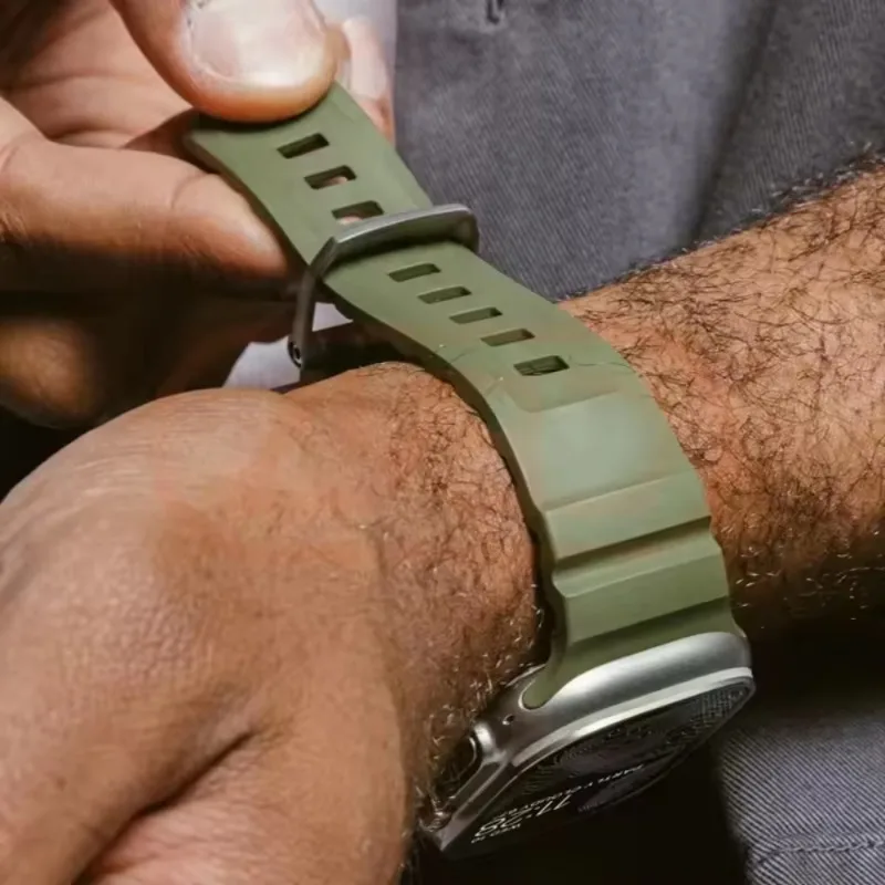 Correa de Fluororubber para Apple Watch, correa ajustable y cómoda para iWatch 6, 5, SE, Series 10, 46mm, 9, 8, 7, 45mm, 44mm