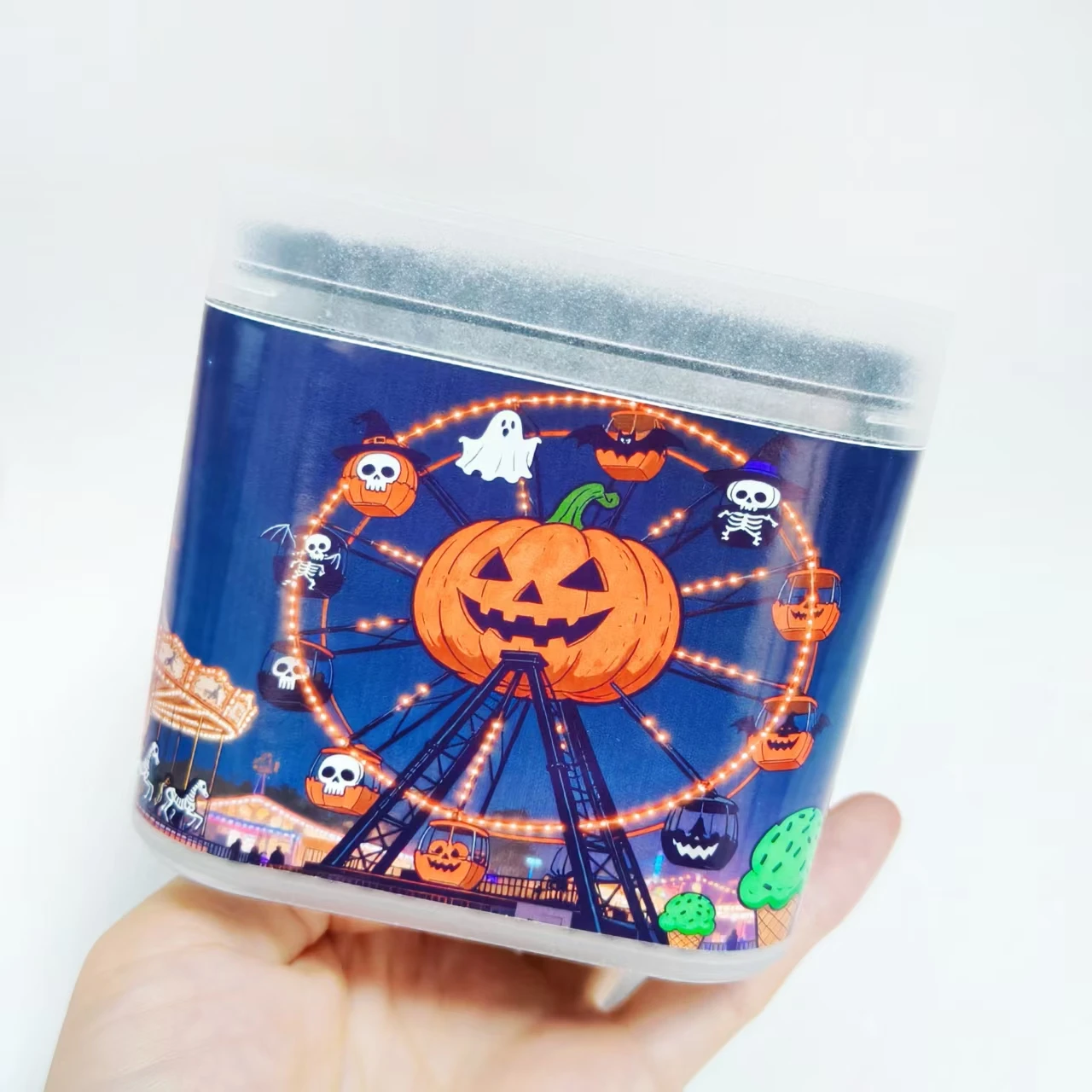 200개/400개 할로윈 호박 무늬 면봉 볼 블랙 무광 박스 포장 양면 면봉